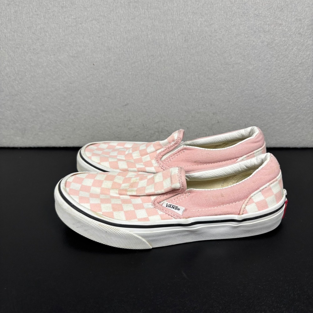 Vans Kids Classic Slip On Checkerboard Powder Pink White Sneaker Size US 2.0 2Y